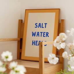 Salt Water Heals Print, Beach House Coastal Wall Art, Living Decor, Summer Aesthetic Typography Poster, Unframed - thumbnail 3