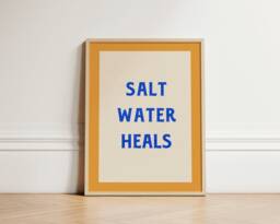 Salt Water Heals Print, Beach House Coastal Wall Art, Living Decor, Summer Aesthetic Typography Poster, Unframed - thumbnail 1