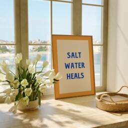 Salt Water Heals Print, Beach House Coastal Wall Art, Living Decor, Summer Aesthetic Typography Poster, Unframed - thumbnail 2