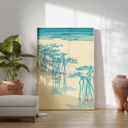 Mangrove Trees Poster, Japanese Minimalist Coastal Blue Nature Wall Art Print - thumbnail 3