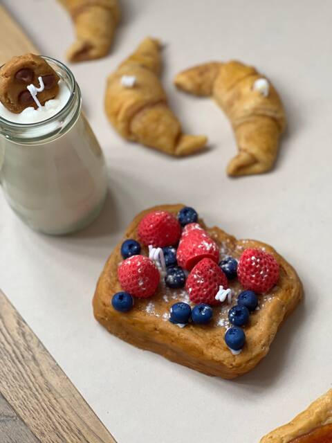 French Toast Candle Unique Fake Food Realistic Gift Breakfast - image 1