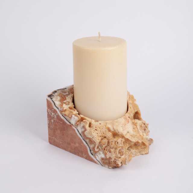 Pink Travertine Candleholder - image 1