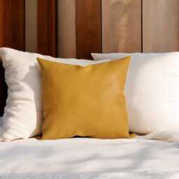 Vegan Faux Leather Pillow Cover - Burnt Orange/Teal/Tan Scandinavian Decor - thumbnail 3
