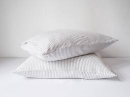 Gray Stripes Linen Pillowcase - Soft Stonewashed Natural Cover With Envelope Closure
