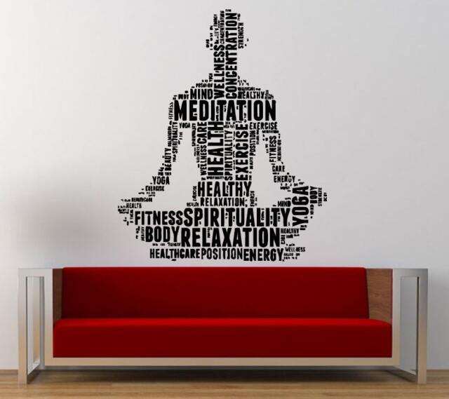 Lotus Yoga Man Namaste Meditation Typography Wall Decal Sticker Vinyl Mural Leaving Bedroom Room Home Decor Free Shipping L316 - image 1