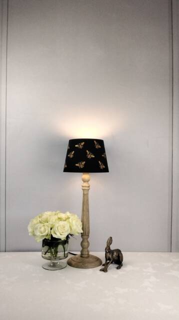 Table Lamp, Mangowood, Ridged, Natural Wooden Lampbase - image 1