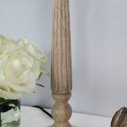 Table Lamp, Mangowood, Ridged, Natural Wooden Lampbase - thumbnail 3