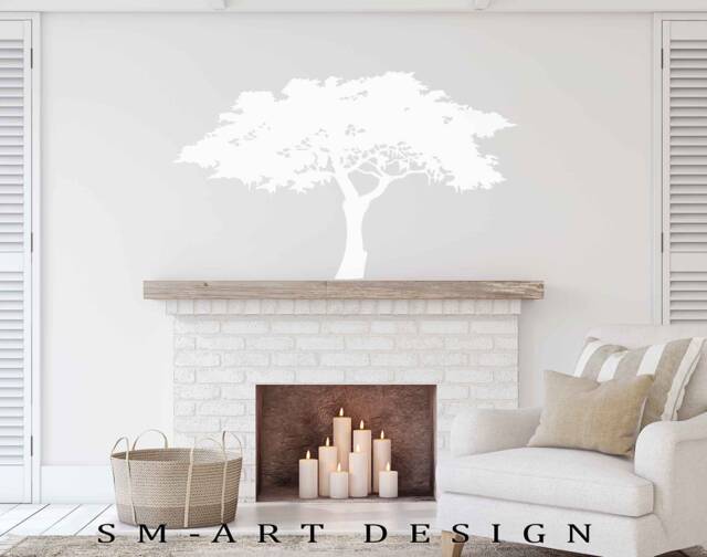 Tree Wall Decal - Tree Wall Art Decor Vinyl Sticker Black White 16 Colors Choice - image 1