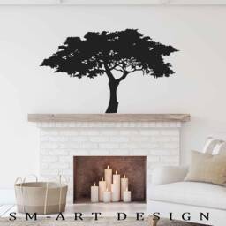Tree Wall Decal - Tree Wall Art Decor Vinyl Sticker Black White 16 Colors Choice - thumbnail 3