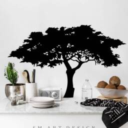 Tree Wall Decal - Tree Wall Art Decor Vinyl Sticker Black White 16 Colors Choice - thumbnail 2