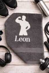 Personalised Gym Bodybuilder Towel, Custom Embroidered Weight Lifter Gifts For Men, Fast Shipping - thumbnail 1