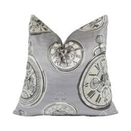 Voyage - Pocket Watch Velvet Charcoal Whimsical Illustrated Cushion Cover Handmade Throw Pillow Designer Home Decor - thumbnail 1