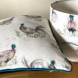 New Voyage Maison Dashing Pheasants Cushion With Teal Velvet Back Water Colour - thumbnail 3
