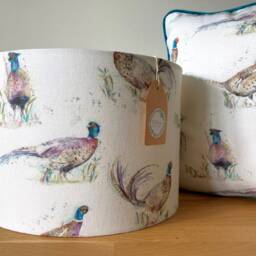 New Voyage Maison Dashing Pheasants Cushion With Teal Velvet Back Water Colour - thumbnail 4