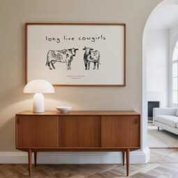 Long Live Cowgirls Poster Cow Farmhouse Rustic Wall Art Print, Horizontal Landscape - thumbnail 2