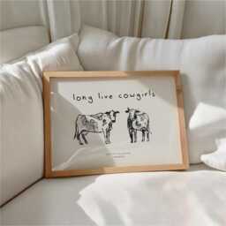 Long Live Cowgirls Poster Cow Farmhouse Rustic Wall Art Print, Horizontal Landscape - thumbnail 1