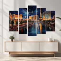Abstract Las Vegas Painting Printed On Canvas, Skyline, Wall Art, Print, Nevada Poster - thumbnail 3