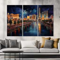Abstract Las Vegas Painting Printed On Canvas, Skyline, Wall Art, Print, Nevada Poster - thumbnail 2