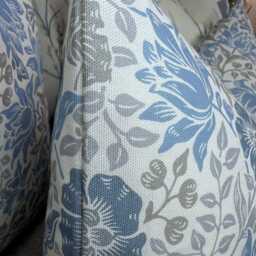 Decorative Cushion Cover, Floral Lumbar Pillow Case, Blue & Grey Throw Country Decor, Pattern, Designer Fabric - thumbnail 2