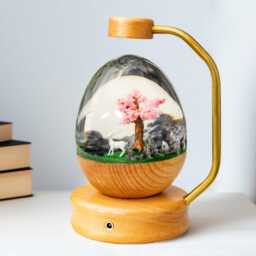 Handmade Walnut Resin Night Light Deer & Cherry Blossom Scene - thumbnail 2