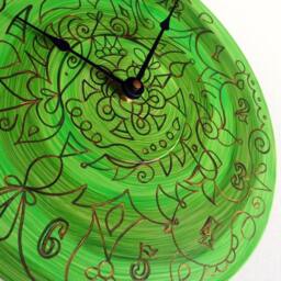 Green Maelstrom Mandala Record Clock - Psychedelic Geometric Design On Recycled Vinyl - thumbnail 3