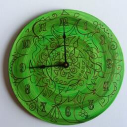 Green Maelstrom Mandala Record Clock - Psychedelic Geometric Design On Recycled Vinyl - thumbnail 2