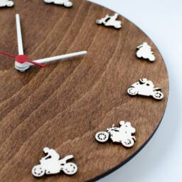 Biker Wood Clock, Wall Clock With Motorcyclists, Gift For Motorcycle Riders - thumbnail 3