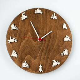 Biker Wood Clock, Wall Clock With Motorcyclists, Gift For Motorcycle Riders - thumbnail 2