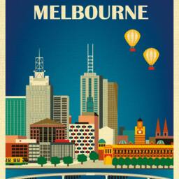 Melbourne Skyline Art Print, Australia Travel Poster, Vertical Wall Art, Gift, City - Style E8-O-Mel - thumbnail 2