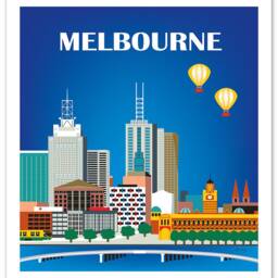 Melbourne Skyline Art Print, Australia Travel Poster, Vertical Wall Art, Gift, City - Style E8-O-Mel - thumbnail 3