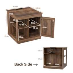 Bedside Table Farmhouse Nightstand Charging Station, Usb Ports Cabinet Adjustable Shelf - thumbnail 4