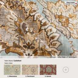 Castleford 3 Colors Floral Flower Blue Red Foliage Damask Toile Cotton Curtain, Valance Pleated, Lined Drapery Panel Offered As Upgrades - thumbnail 1