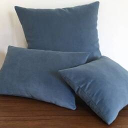 Ocean Blue Velvet Suede Decorative Throw Pillow Cover/Case Cushion 18x18 - thumbnail 2
