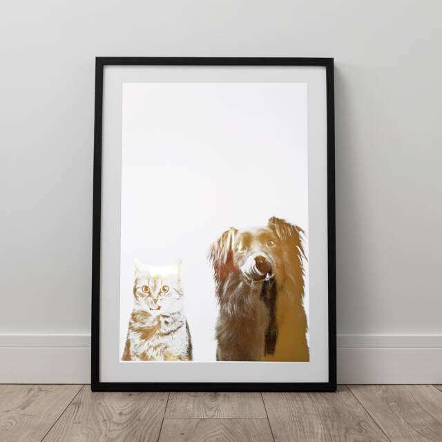 Pet Portrait, Custom Foil Print, Cat Dog Print, Wall Art, Lover Gift - image 1