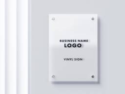 Acrylic Panel Logo Sign With Fixing - Custom Wall Desk Door Business Vinyl Decal Sticker Text - thumbnail 1