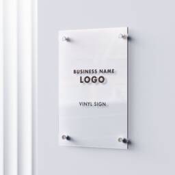 Acrylic Panel Logo Sign With Fixing - Custom Wall Desk Door Business Vinyl Decal Sticker Text - thumbnail 3