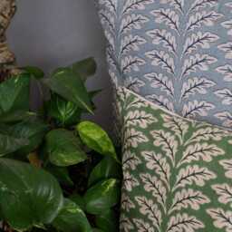 Midcentury Modern Pillow, Green Throw Block Print Cushion, Retro Leaves Euro Sham, Art Deco Couch Floral Accent Pillow 20x20 - thumbnail 3
