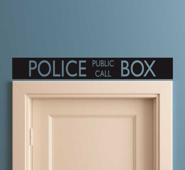 Police Public Call Box Telephone Bedroom Closet Door - Black Wall Vinyl Decorative Decal - image 1