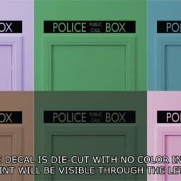 Police Public Call Box Telephone Bedroom Closet Door - Black Wall Vinyl Decorative Decal - thumbnail 3
