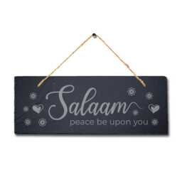 Salam Peace Be Upon You Laser Engraved Islamic Wall Hanging Slate Plaque Sign - thumbnail 3