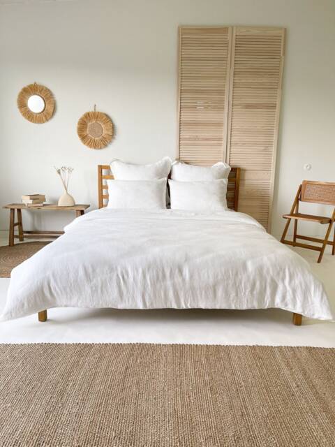 Off White Linen Duvet Cover, Textured European Flax Bedding, Feature Buttons Or Zipper Closure, Twin, Full, Double, Queen, King, Cal King - image 1