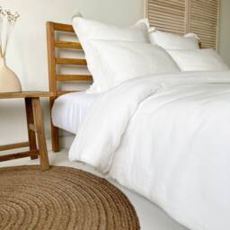 Off White Linen Duvet Cover, Textured European Flax Bedding, Feature Buttons Or Zipper Closure, Twin, Full, Double, Queen, King, Cal King - thumbnail 3