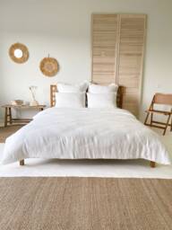 Off White Linen Duvet Cover, Textured European Flax Bedding, Feature Buttons Or Zipper Closure, Twin, Full, Double, Queen, King, Cal King - thumbnail 1