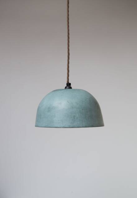 Medium Dome Pendant Lampshade Green/Blue Teal Off White Industrial Minimal Bespoke Original Handmade - image 1