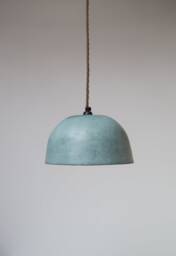 Medium Dome Pendant Lampshade Green/Blue Teal Off White Industrial Minimal Bespoke Original Handmade - thumbnail 1