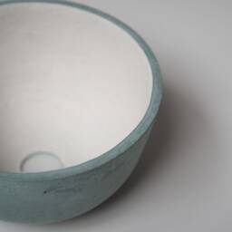 Medium Dome Pendant Lampshade Green/Blue Teal Off White Industrial Minimal Bespoke Original Handmade - thumbnail 3