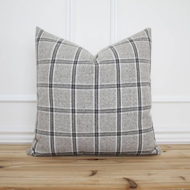 Gray Plaid Pillow Cover Throw Decorative Fall Farmhouse 20 X 16 26 -- Grayson - image 1