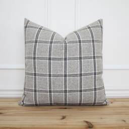 Gray Plaid Pillow Cover Throw Decorative Fall Farmhouse 20 X 16 26 -- Grayson - thumbnail 1