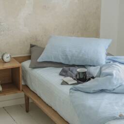 Blue Linen Duvet Cover - Stone Washed Queen Bedding - thumbnail 2