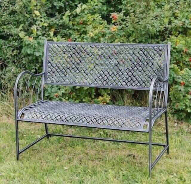 Antique Black Rust Garden Bench, Love Seat, Furniture, Patio Bench, French Style, Farmhouse, Outdoor Seating, Garden Furniture